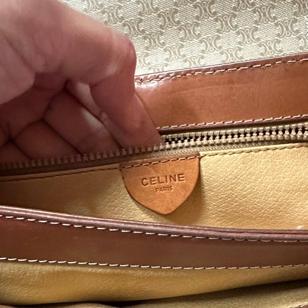 Vintage Celine Beige Canvas and Brown Leather Satchel - Picture 10 of 15